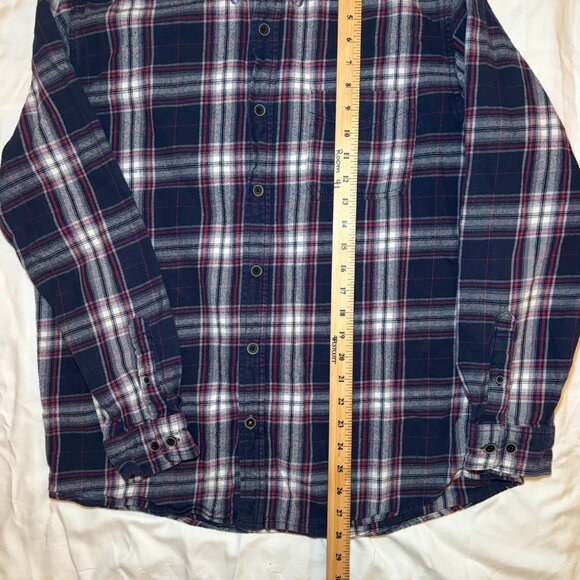 Weatherproof Vintage Men's Plaid Button Down Flannel Shirt Size Large Blue/Red - Picture 5 of 8